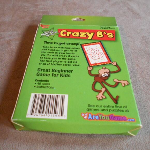 Crazy 8's Giant Size Card Game University Games 01593 Sealed New 2012 Jumbo - Picture 2 of 6